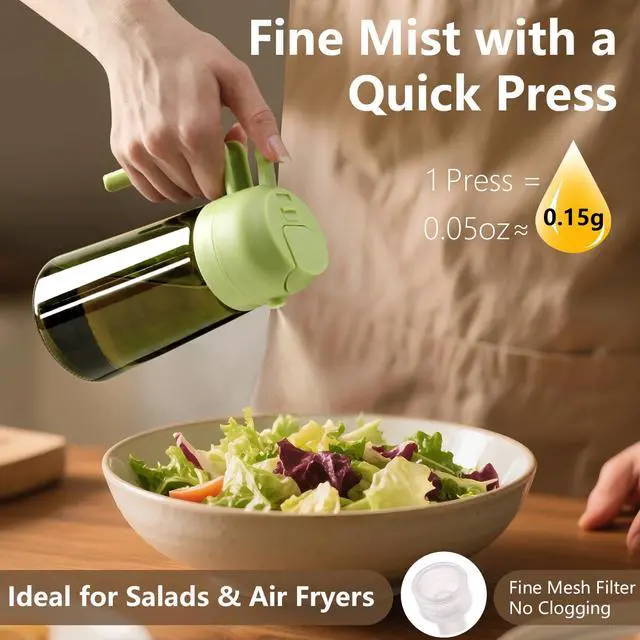 Alt view image 3 of 7 - Olive Oil Dispenser and Oil Sprayer 16oz/470ml Glass Light-Proof Oil Pourer for Kitchen Air Fryer, Cooking, Salad, and BBQ, with Stickers