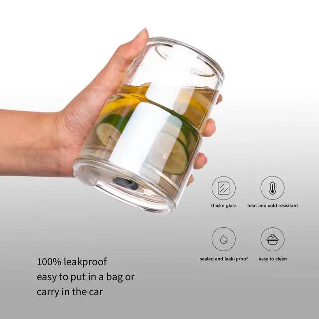 Alt view image 5 of 5 - 13oz/400ml Tumbler Water Glass, Cups with Straw and Lid Sealed Carry on for Coffee, Iced Tea, Thick Wall Insulated Glass Cup(white)