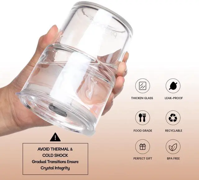 Alt view image 5 of 7 - 13oz/400ml Glass Water Tumbler with Straw and Lid Sealed Carry On Thick Wall Iced Coffee Cup Glass Cup for Water, Iced Tea Fruit Juice Etc(Aurora White