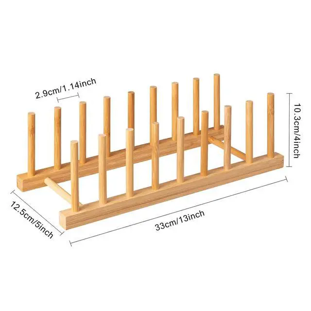 Alt view image 2 of 6 - 2pcs Bamboo Dish Plate Bowl Cup Book Pot Lid Cutting Board Drying Rack Stand Drainer Storage Holder Organizer Kitchen CabinetKeep Dry