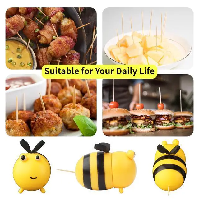 Alt view image 4 of 7 - Bee Toothpick Holder Dispenser - Bee Toothpick Holder, Funny Cute Bee Decor Small Gifts for House Warming New Home Dining Room Rastaurant (With Toothpicks)