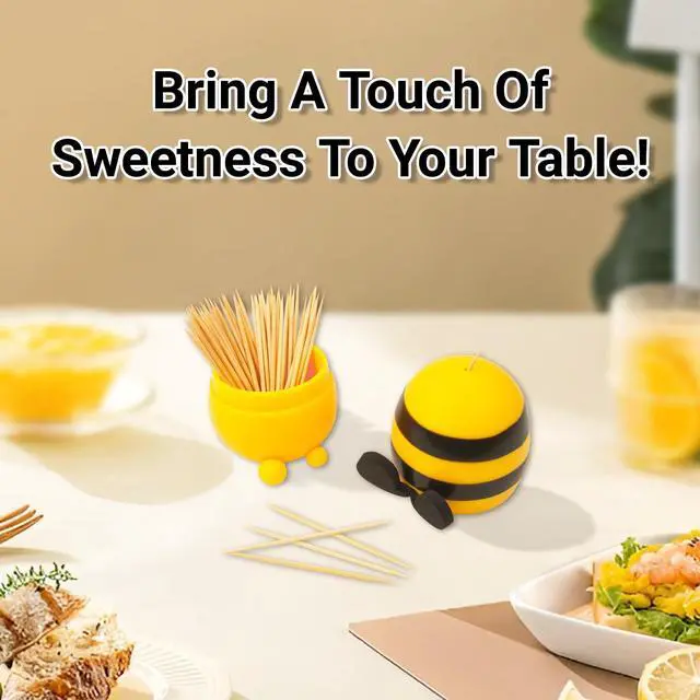 Alt view image 7 of 7 - Bee Toothpick Holder Dispenser - Bee Toothpick Holder, Funny Cute Bee Decor Small Gifts for House Warming New Home Dining Room Rastaurant (With Toothpicks)