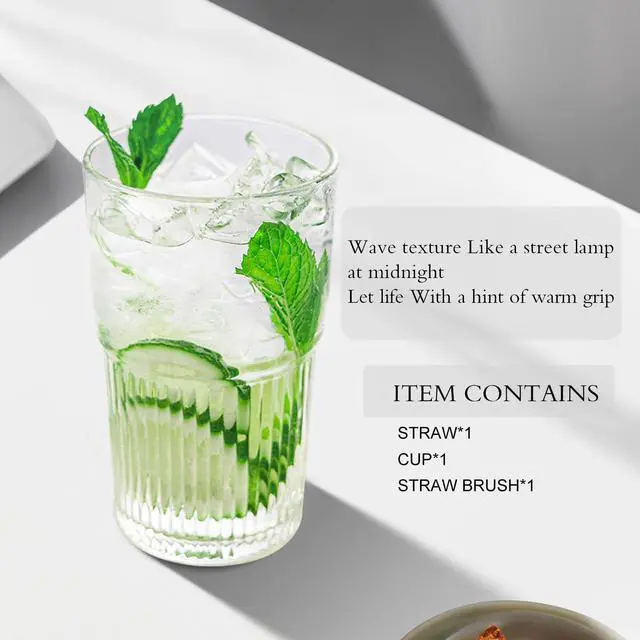 Alt view image 3 of 7 - 18.5oz Glass Cups with Lids and Straws Single Reusable Tumbler, Thickened Shatter-Resistant Glass, Ideal for Iced Coffee, Smoothies, Cocktails, Juices Elegant & Durable Drinkware