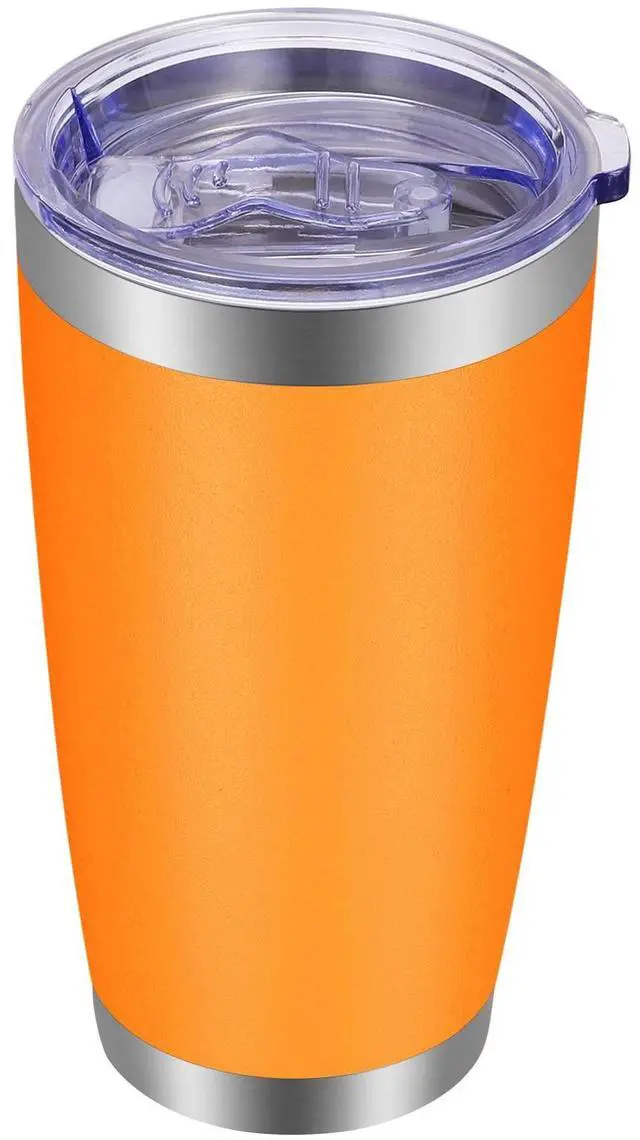 Main image of 20oz Tumbler with Lid and Straw Stainless Steel Tumbler Cup Vacuum Insulated Double Wall Travel Coffee Mug Powder Coated Coffee Cup, Orange, 1 Pack