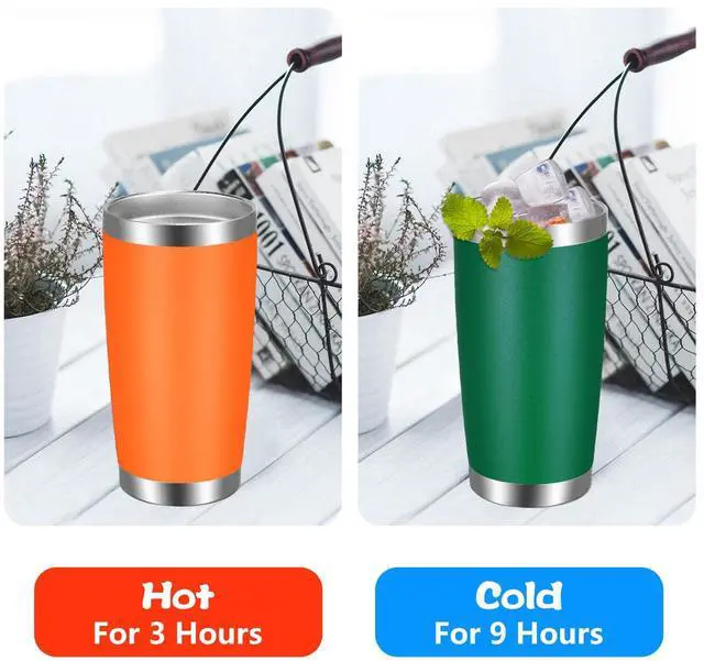 Alt view image 4 of 6 - 20oz Tumbler with Lid and Straw Stainless Steel Tumbler Cup Vacuum Insulated Double Wall Travel Coffee Mug Powder Coated Coffee Cup, Orange, 1 Pack