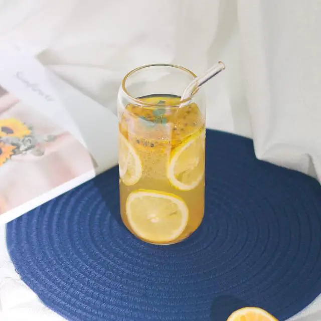 Alt view image 6 of 7 - 1 Pack Glass Cup, 16oz Drinking Glass with Bamboo Lid and Straw, Beer Tumbler for Mojito Soda Smoothies Whiskey Iced Coffee Cocktail Tea Juice