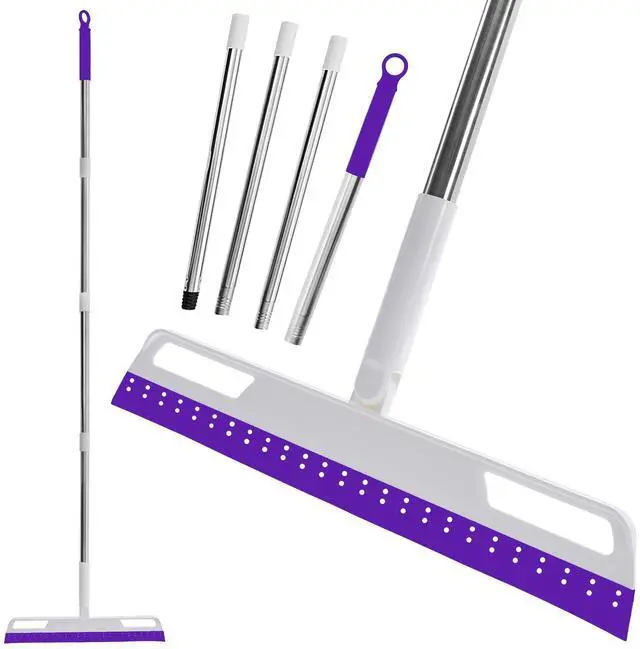 Main image of Rubber Air Broom Multifunction Silicone Floor Squeegee, Air Broom for Floor with 56" Long Handle, 4-in-1 Rubber Sweeper for Dirt, Liquids, Pet Hair, Tile Hardwood Floors, Carpet, Living Room (Purple)
