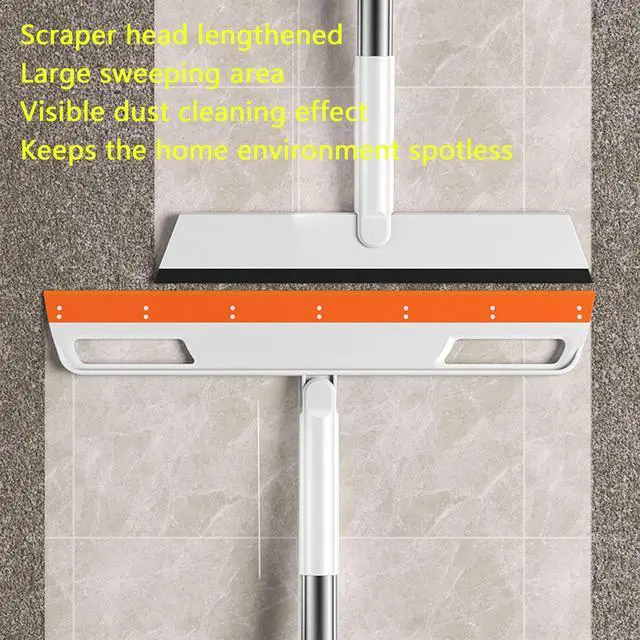 Alt view image 4 of 6 - Rubber Air Broom Multifunction Silicone Floor Squeegee, Air Broom for Floor with 56" Long Handle, 4-in-1 Rubber Sweeper for Dirt, Liquids, Pet Hair, Tile Hardwood Floors, Carpet, Living Room (Purple)