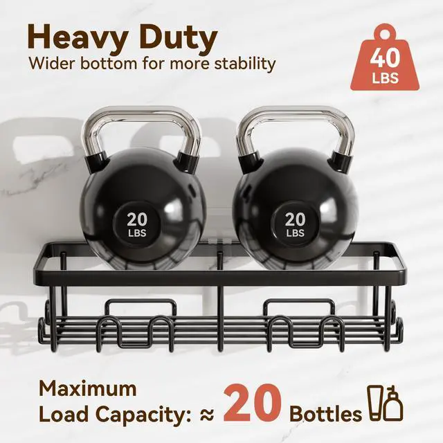 Alt view image 3 of 7 - Shower Caddy Adhesive, 100% Rustproof Shower Organizer, Large Capacity Shower Shelves for Inside Shower, No Drill Shower Storage for Home (2 Pack Black)