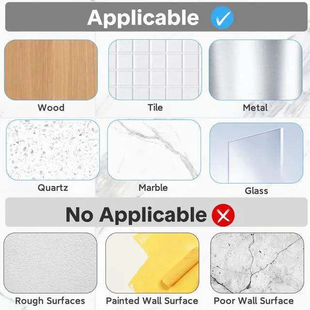 Alt view image 6 of 7 - 14 Pack Shower Caddy Adhesive Replacement, Strong Adhesive Hooks, Waterproof Shower Adhesive Strips, No Drilling, for Bathroom Storage Shelves and Kitchen Racks