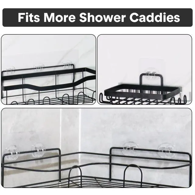 Alt view image 7 of 7 - 14 Pack Shower Caddy Adhesive Replacement, Strong Adhesive Hooks, Waterproof Shower Adhesive Strips, No Drilling, for Bathroom Storage Shelves and Kitchen Racks