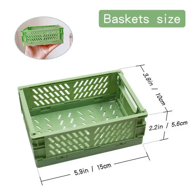 Alt view image 6 of 7 - 4 Pack Mini Foldable Plastic Small Baskets for Organizing and Storage, Collapsible Storage Crate for Home Bedroom Office Classroom Drawer Organizers (5.9x3.9x2.2in) Mini Size