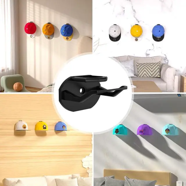 Alt view image 7 of 7 - 22 Pack Adhesive Hat Hooks for Wall, Super Strong Hat Rack for Baseball Caps, Hat Organizer Display for Home Decor, Hat Hangers Holder for Wall, Door, Closet, No Drilling (Black)