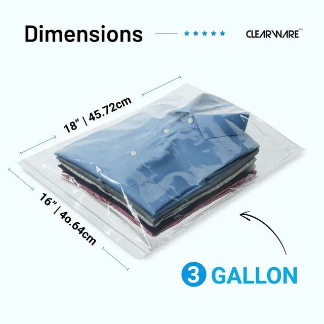 Alt view image 2 of 7 - 12 Large Storage Bags With Zipper Top - 3 Gallon Size, 16" x 18", Extra Large Plastic for Clothes, Travel, Moving, Large Reusable freezer bags, BPA-Free, 2-mil Thick