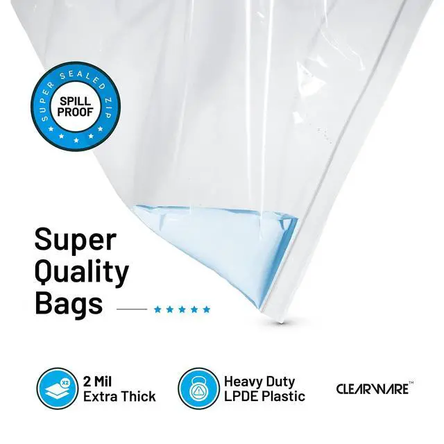 Alt view image 4 of 7 - 12 Large Storage Bags With Zipper Top - 3 Gallon Size, 16" x 18", Extra Large Plastic for Clothes, Travel, Moving, Large Reusable freezer bags, BPA-Free, 2-mil Thick