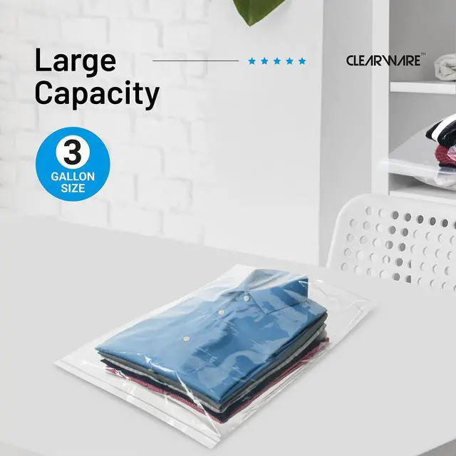Alt view image 7 of 7 - 12 Large Storage Bags With Zipper Top - 3 Gallon Size, 16" x 18", Extra Large Plastic for Clothes, Travel, Moving, Large Reusable freezer bags, BPA-Free, 2-mil Thick