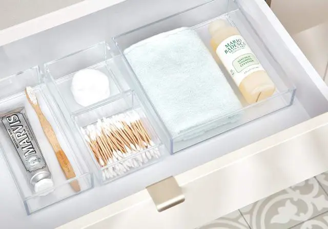 Alt view image 3 of 7 - Clarity Plastic Drawer Organizer for Vanity, Countertop, Bathroom, Kitchen and Cabinet Storage, 8" x 4" x 2", Clear