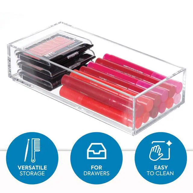 Alt view image 2 of 7 - Clarity Plastic Drawer Organizer for Vanity, Countertop, Bathroom, Kitchen and Cabinet Storage, 8" x 4" x 2", Clear