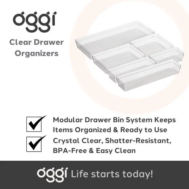Alt view image 7 of 7 - Clear Drawer Organizer - 3" X 12.5" - Ideal for Organizing Kitchen Drawers, Office, Desk, Silverware, Kitchen Utensils, Cosmetics and Bathrooms