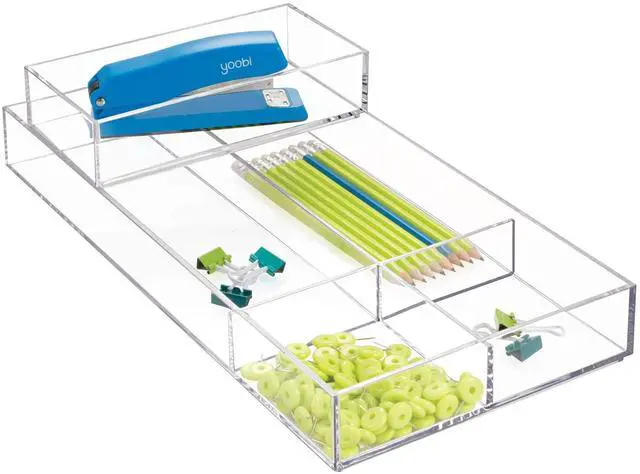 Alt view image 5 of 7 - Clarity Plastic Drawer Organizer for Vanity, Countertop, Bathroom, Kitchen and Cabinet Storage, 8" x 4" x 2", Clear