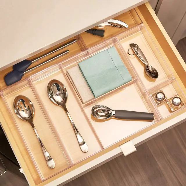 Alt view image 7 of 7 - Clarity Plastic Drawer Organizer for Vanity, Countertop, Bathroom, Kitchen and Cabinet Storage, 8" x 4" x 2", Clear