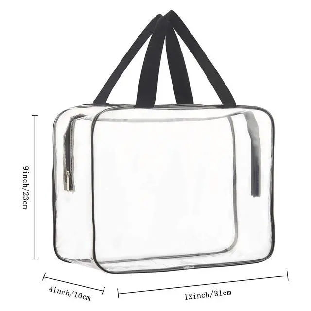 Alt view image 2 of 6 - 2-Piece Large Clear Makeup Cosmetic Organizer Bag, Plastic Tote Bags, Waterproof Transparent Handbag Purse