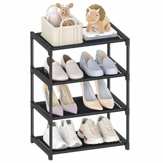 Main image of 4 Tier Extra Small Shoe Rack (16.3" Wide), Narrow Stackable Kids Toddler Adult Shoe Storage Organizer Shelf for Closet Floor Entryway Bedroom, Space Saver Shoe Rack Organization Shelves