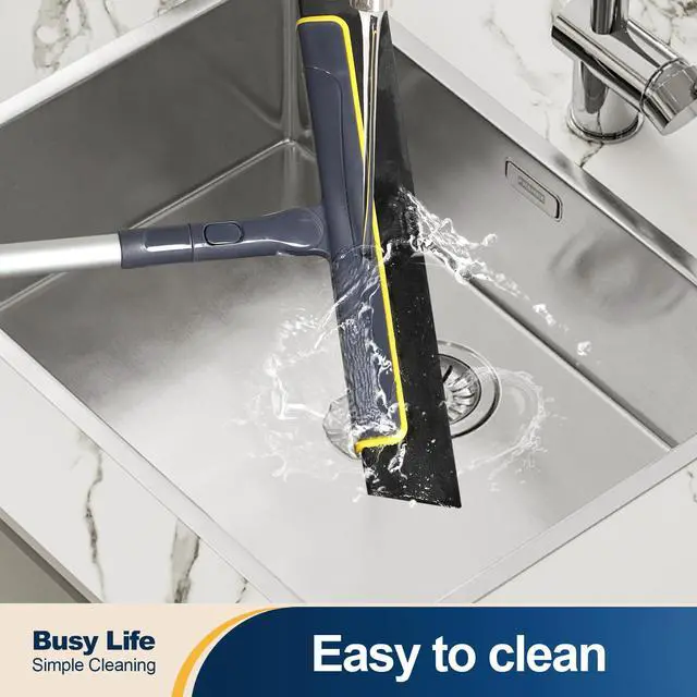 Alt view image 5 of 7 - Floor Squeegee Broom EVA Foam Blade Aluminum Pole for Shower Bathroom Kitchen Home Tile Pet Hair Fur Floor Marble Glass Window Water Foam Cleaning Long Adjustable Removable Handle Anti Static