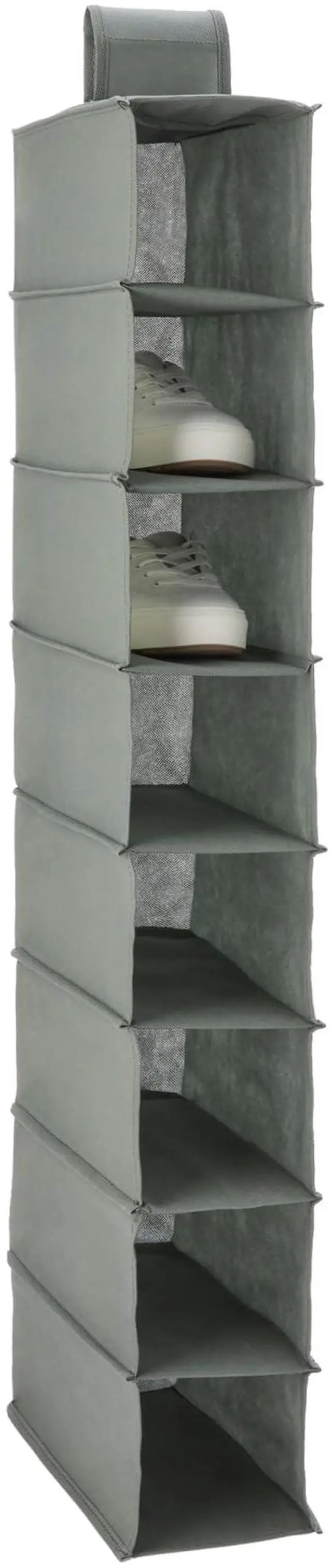 Main image of 8-Tier Hanging Closet Shelf Shoe Organizer, Space Saving Storage, Foldable, 11.5 x 41 x 5.5 in, Dark Grey