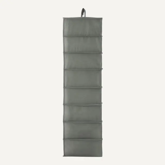 Alt view image 3 of 5 - 8-Tier Hanging Closet Shelf Shoe Organizer, Space Saving Storage, Foldable, 11.5 x 41 x 5.5 in, Dark Grey