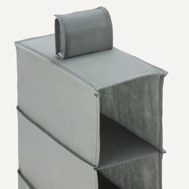 Alt view image 4 of 5 - 8-Tier Hanging Closet Shelf Shoe Organizer, Space Saving Storage, Foldable, 11.5 x 41 x 5.5 in, Dark Grey