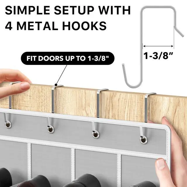 Alt view image 3 of 7 - 24 Pockets - Crystal Clear Over The Door Hanging Shoe Organizer, Gray (64'' x 19'')