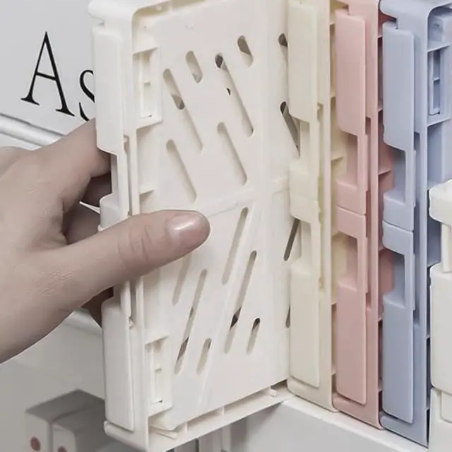Alt view image 5 of 7 - Small Pastel Plastic Storage Bins 2Pcs Foldable Pastel Crates Plastic Basket Colorful Storage Containers Baskets for Classroom Kitchen Office Bedroom Desktop Home Decor (Green 9.8" x 6.5" x 3.8")