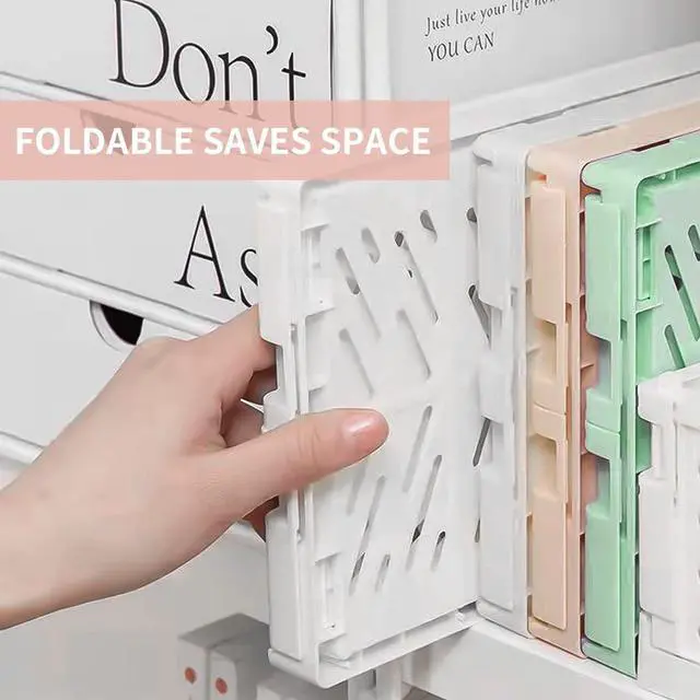 Alt view image 4 of 7 - 3 Pack Mini Plastic Storage Basket for Shelf Organizing,Collapsible Crate Folding Storage Bin for Desk Organizer Stackable Containers for Home Kitchen Classroom Office Bathroom Storage(5.9x3.9x2.2")