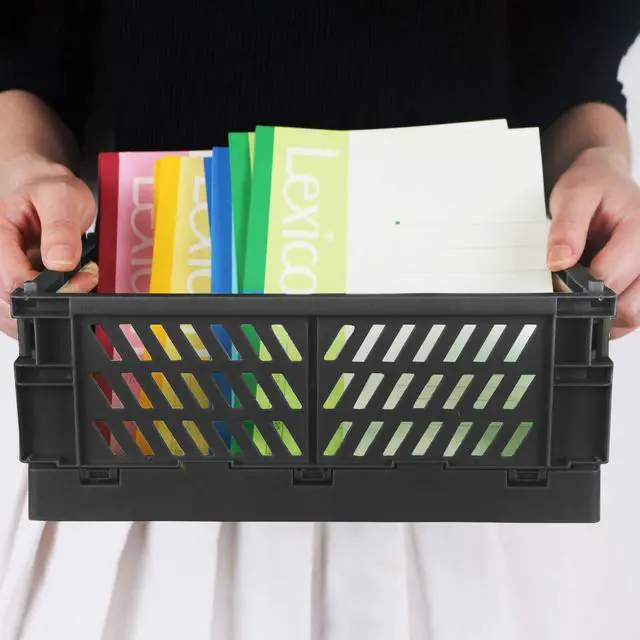 Alt view image 3 of 5 - 2-Pack Mini Foldable Plastic Storage Box Mini Plastic Baskets for Organizing and Storage for Home Kitchen Bedroom Bathroom Office. (Black, 5.9x3.8x2.2)