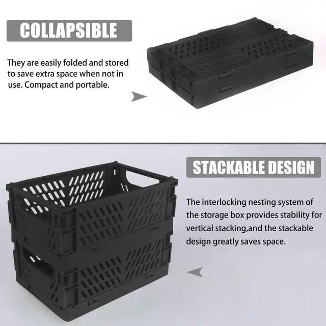 Alt view image 4 of 5 - 2-Pack Mini Foldable Plastic Storage Box Mini Plastic Baskets for Organizing and Storage for Home Kitchen Bedroom Bathroom Office. (Black, 5.9x3.8x2.2)