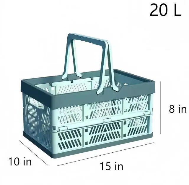 Alt view image 2 of 6 - Collapsible Crate Milk Crates for Storage Plastic shopping basket 20L for Kitchen Bathroom (Bule)
