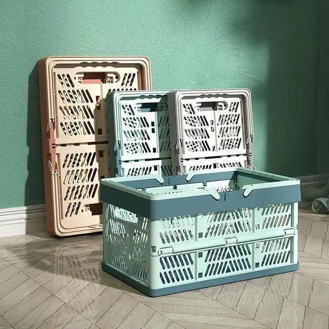 Alt view image 3 of 6 - Collapsible Crate Milk Crates for Storage Plastic shopping basket 20L for Kitchen Bathroom (Bule)