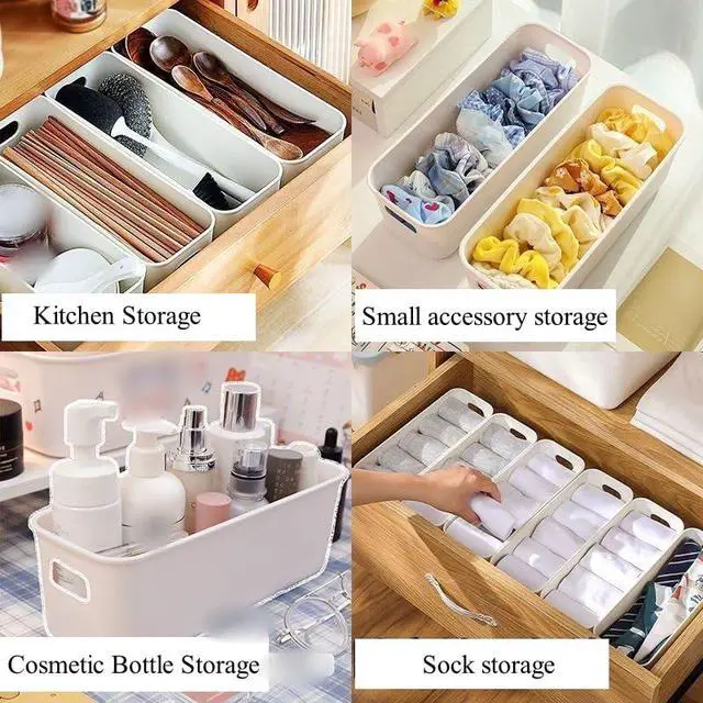 Alt view image 2 of 7 - Multi-purpose small storage bins, Storing phone cases, socks, stationery,small items. PP plastic,Organizer and Storage for Sinks,Bathroom, Bedrooms, Vanity tablesKitchens.10.5x 3.9x 3.5 Inch (3)