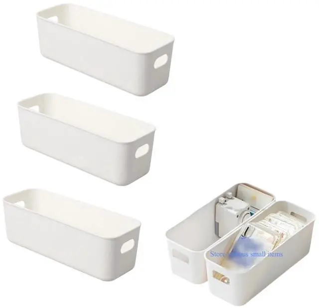 Main image of Multi-purpose small storage bins, Storing phone cases, socks, stationery,small items. PP plastic,Organizer and Storage for Sinks,Bathroom, Bedrooms, Vanity tablesKitchens.10.5x 3.9x 3.5 Inch (3)