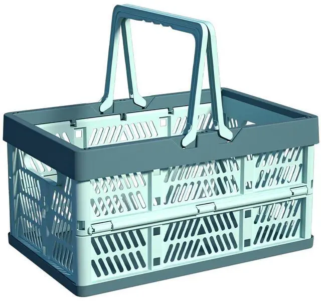 Main image of Collapsible Crate Milk Crates for Storage Plastic shopping basket 20L for Kitchen Bathroom (Bule)
