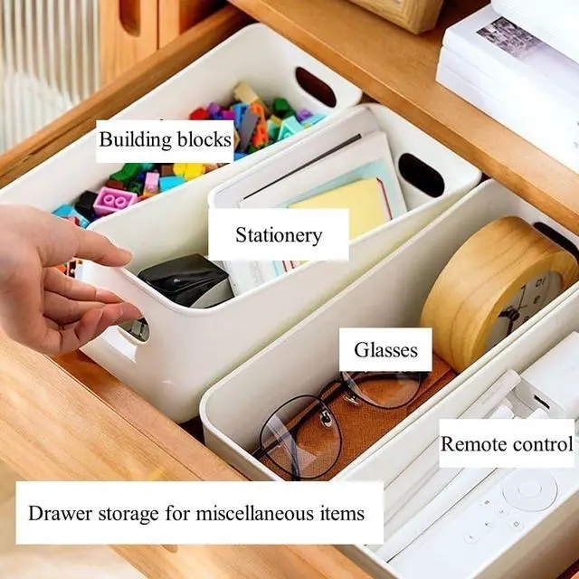 Alt view image 3 of 7 - Multi-purpose small storage bins, Storing phone cases, socks, stationery,small items. PP plastic,Organizer and Storage for Sinks,Bathroom, Bedrooms, Vanity tablesKitchens.10.5x 3.9x 3.5 Inch (3)