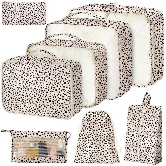 Main image of 8 Set Packing Cubes for Suitcases, Packing Cube with Shoe, Cosmetics, Clothing, and Accessories Bags Packing Cubes for Travel Luggage Organizer(Leopard)