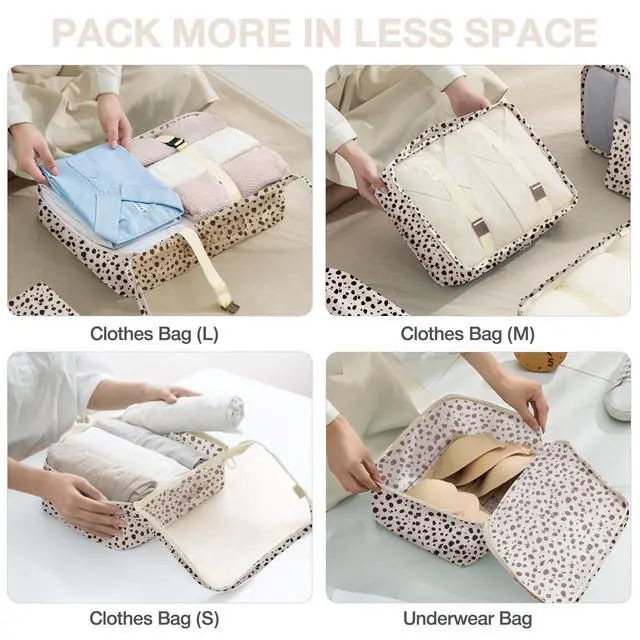 Alt view image 3 of 7 - 8 Set Packing Cubes for Suitcases, Packing Cube with Shoe, Cosmetics, Clothing, and Accessories Bags Packing Cubes for Travel Luggage Organizer(Leopard)