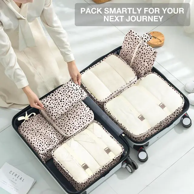 Alt view image 5 of 7 - 8 Set Packing Cubes for Suitcases, Packing Cube with Shoe, Cosmetics, Clothing, and Accessories Bags Packing Cubes for Travel Luggage Organizer(Leopard)