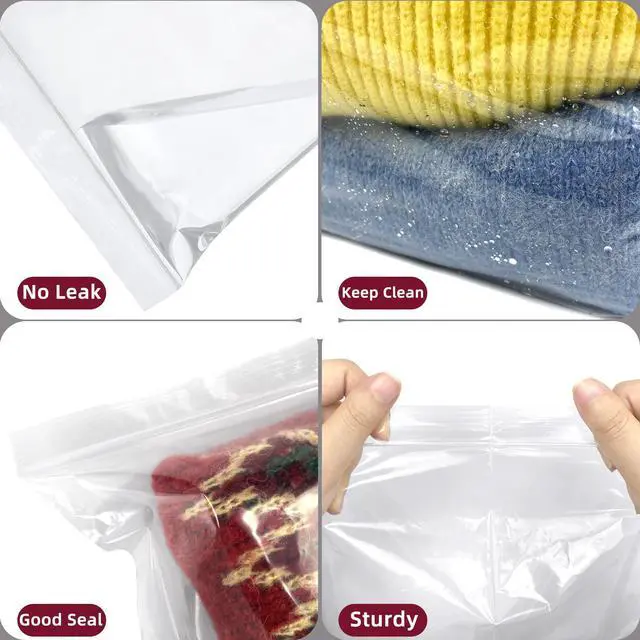 Alt view image 3 of 7 - Large 5 Gallon Plastic Zipper Storage Bags, 18x24 Inches Clear Reclosable Storage Bags 12Pieces