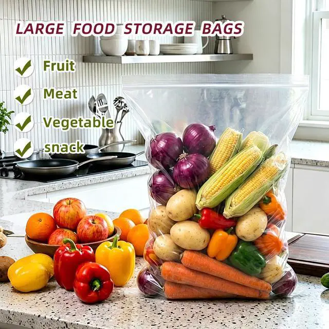 Alt view image 5 of 7 - Large 5 Gallon Plastic Zipper Storage Bags, 18x24 Inches Clear Reclosable Storage Bags 12Pieces