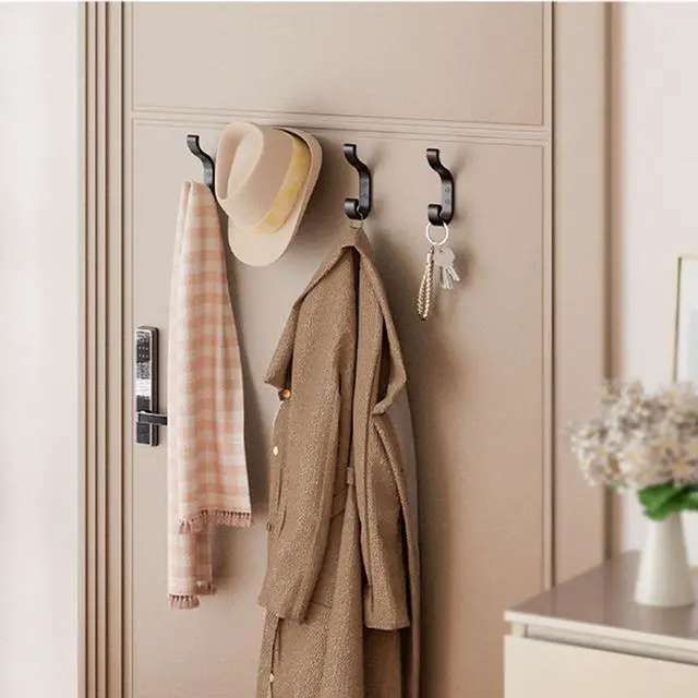 Alt view image 2 of 7 - Coat Hooks Wall Mount for Hanging, Heavy Duty Backpack Hooks for Wall, Hold up to 30 lbs, Large Hanger Hooks for Towels, Purses, Clothes, Mudroom, Bathroom, Door, Black, 4 Pack