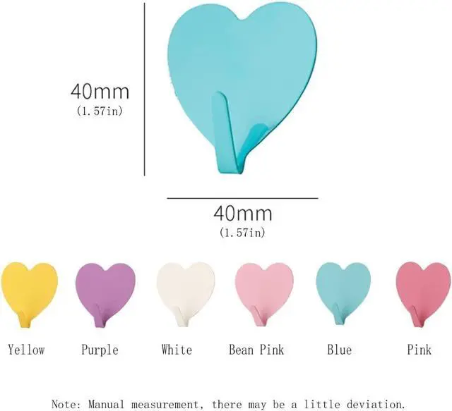 Alt view image 2 of 7 - 6 Pack Heart Shaped Decorative Wall Hooks, Stainless Steel Strong Adhesive Wall Hook for Home Kitchen Bathroom Office