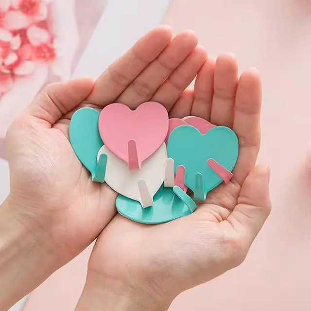 Alt view image 7 of 7 - 6 Pack Heart Shaped Decorative Wall Hooks, Stainless Steel Strong Adhesive Wall Hook for Home Kitchen Bathroom Office